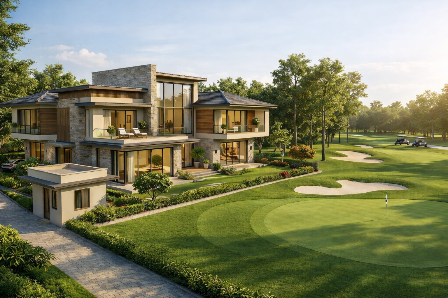 Green open villa setting